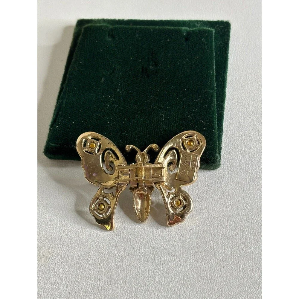 Vintage Coro Craft Sterling Butterfly Rhinestone Fur Clip 1940s -13.34 GRAMS
